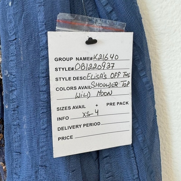 Free People Elisas Off the Shoulder Gold Sequin Blue Top XS SAMPLE - Picture 13 of 15